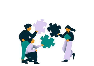 Illustration für den Unternehmenswert Vielfalt und Zusammenarbeit